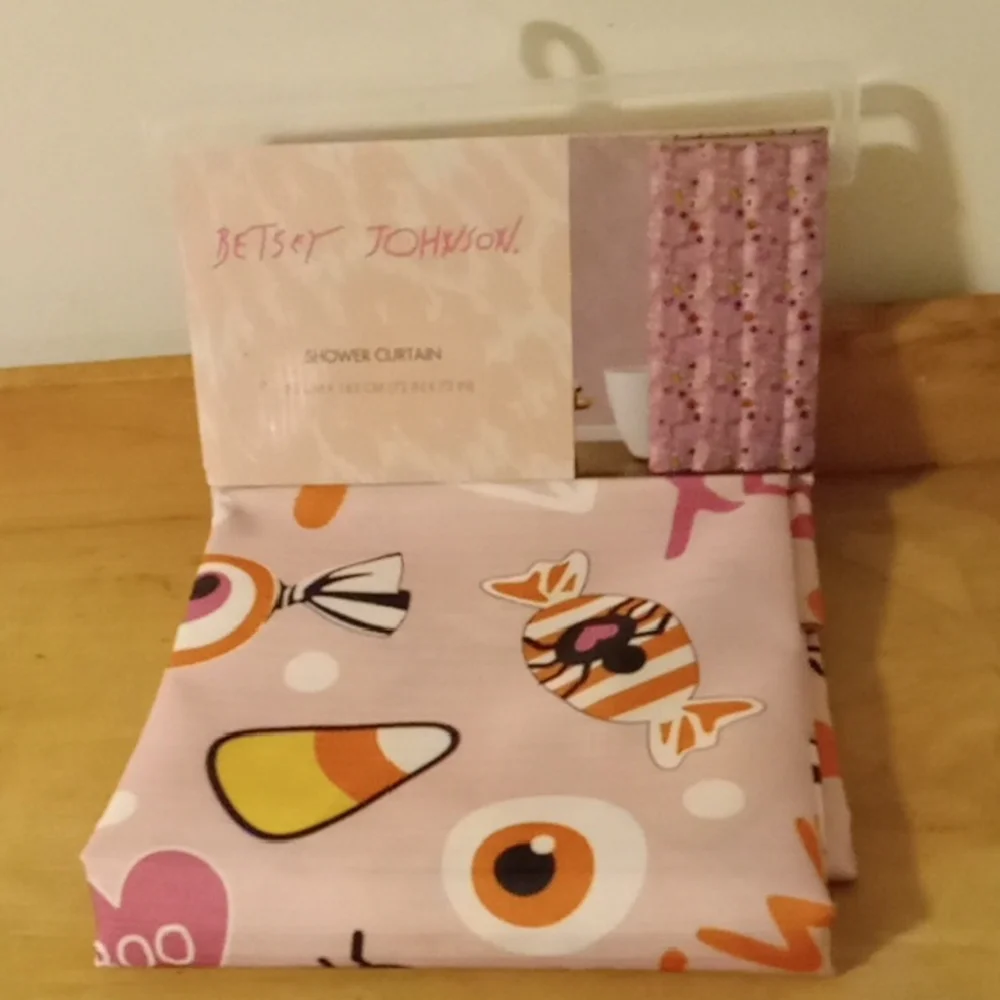 Betsey Johnson Pink Candy Halloween Shower Curtain New